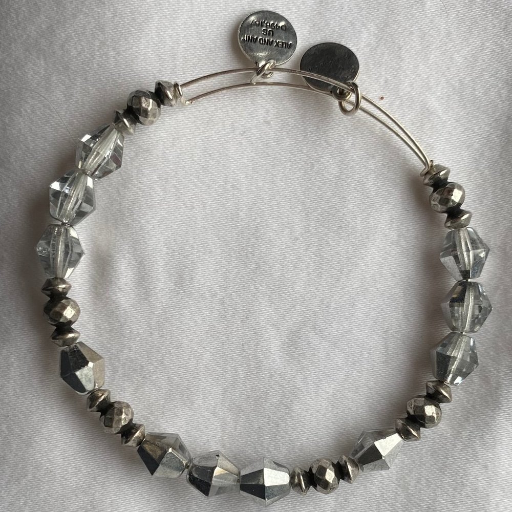 Alex and Ani silver bead and clear crystal bangle